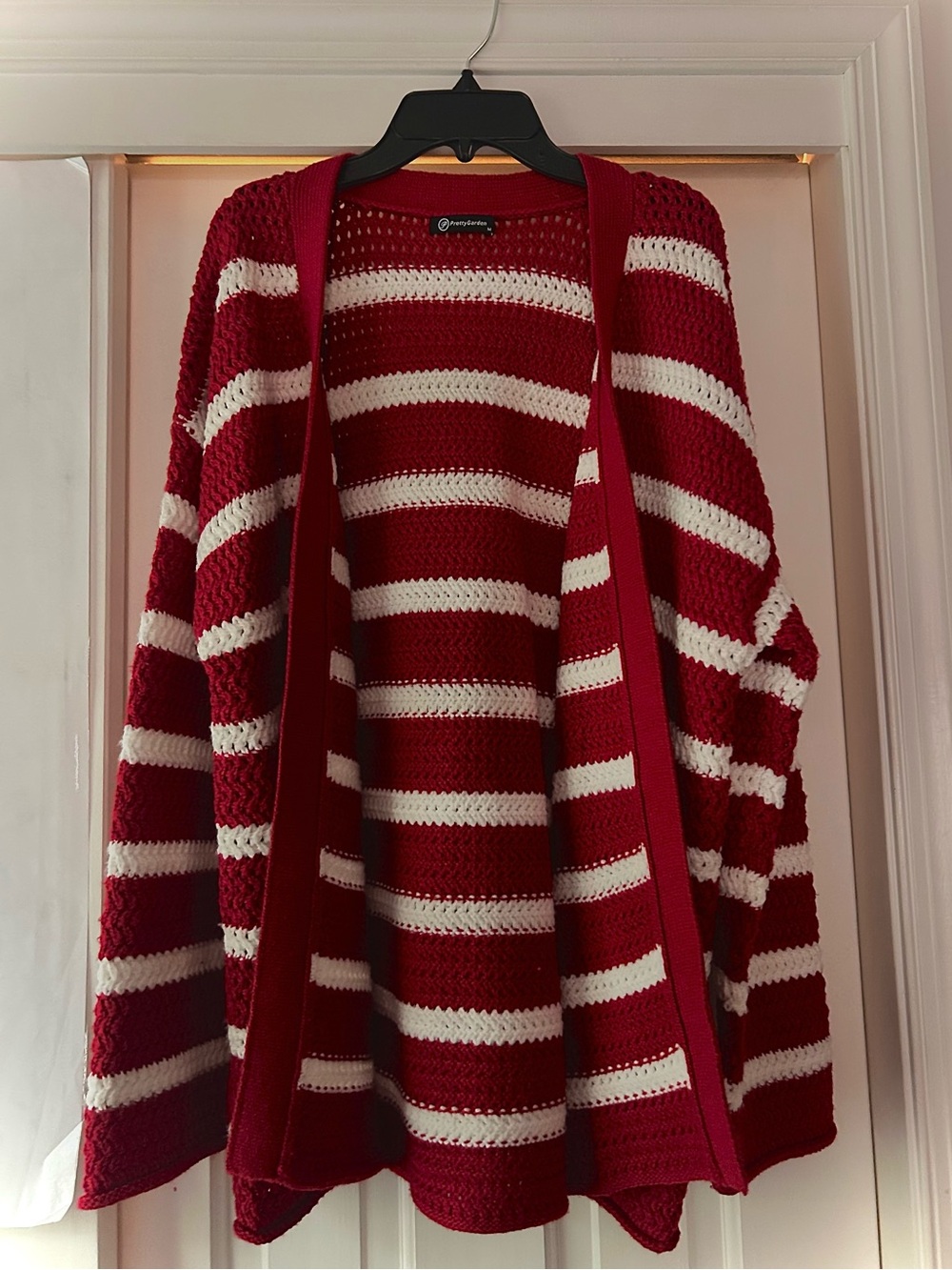 Super cute Pretty Garden red and white striped cardigan